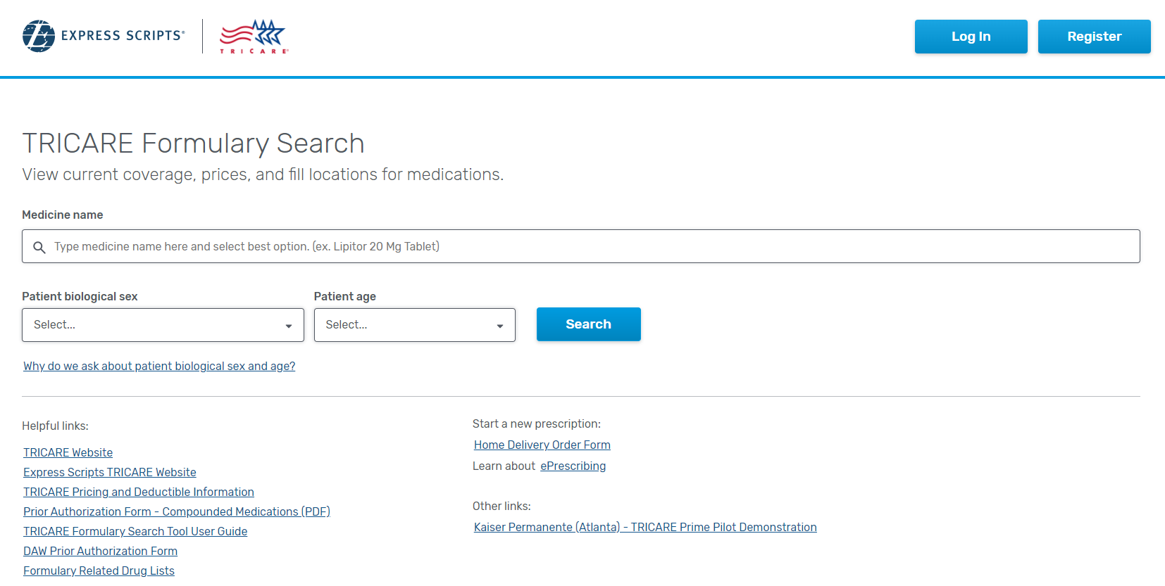 TRICARE Formulary Search Tool Image