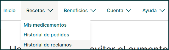 Historial de reclamos con borde