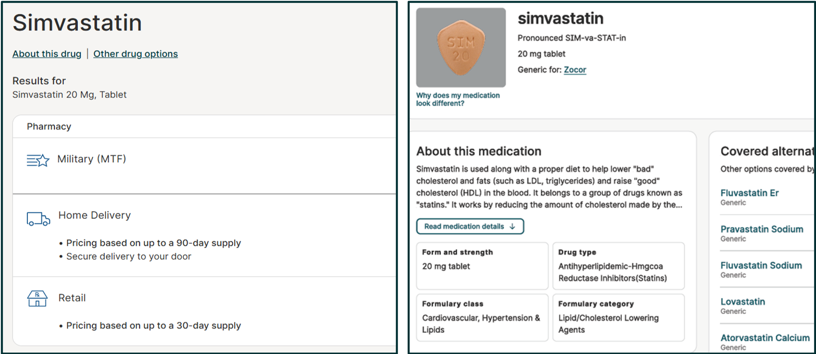 Before and After of the Formulary Search Tool