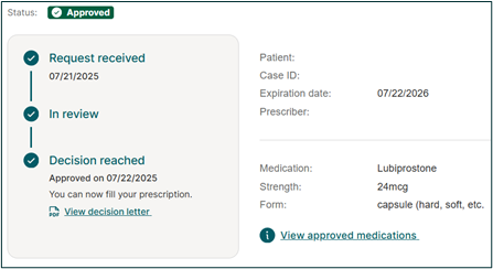 Approved Prior Authorization details 